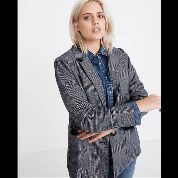 Madewell Jackets & Blazers - New Madewell Dorset Blazer Navy Glen Plaid Size Medium